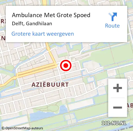 Locatie op kaart van de 112 melding: Ambulance Met Grote Spoed Naar Delft, Gandhilaan op 27 april 2023 09:12