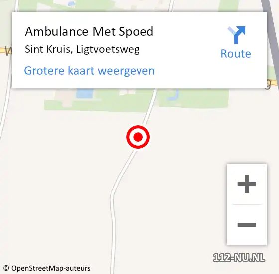 Locatie op kaart van de 112 melding: Ambulance Met Spoed Naar Sint Kruis, Ligtvoetsweg op 23 augustus 2014 15:09