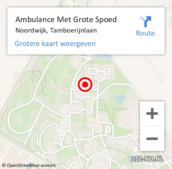 Locatie op kaart van de 112 melding: Ambulance Met Grote Spoed Naar Noordwijk, Tamboerijnlaan op 27 april 2023 09:36