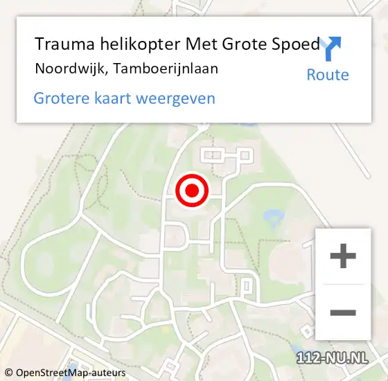 Locatie op kaart van de 112 melding: Trauma helikopter Met Grote Spoed Naar Noordwijk, Tamboerijnlaan op 27 april 2023 09:37