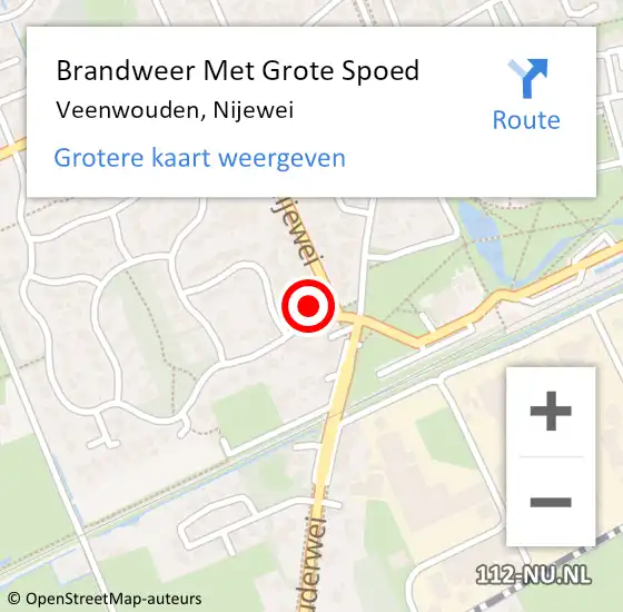 Locatie op kaart van de 112 melding: Brandweer Met Grote Spoed Naar Veenwouden, Nijewei op 27 april 2023 09:50