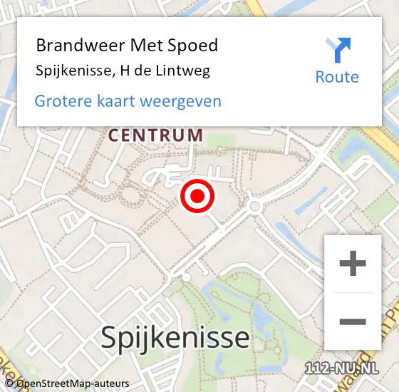 Locatie op kaart van de 112 melding: Brandweer Met Spoed Naar Spijkenisse, H de Lintweg op 27 april 2023 10:39