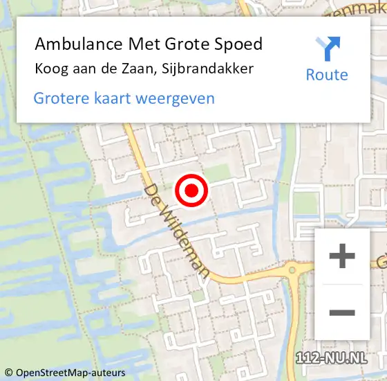 Locatie op kaart van de 112 melding: Ambulance Met Grote Spoed Naar Koog aan de Zaan, Sijbrandakker op 27 april 2023 11:01