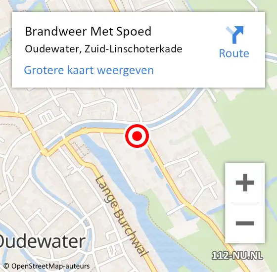 Locatie op kaart van de 112 melding: Brandweer Met Spoed Naar Oudewater, Zuid-Linschoterkade op 27 april 2023 11:03