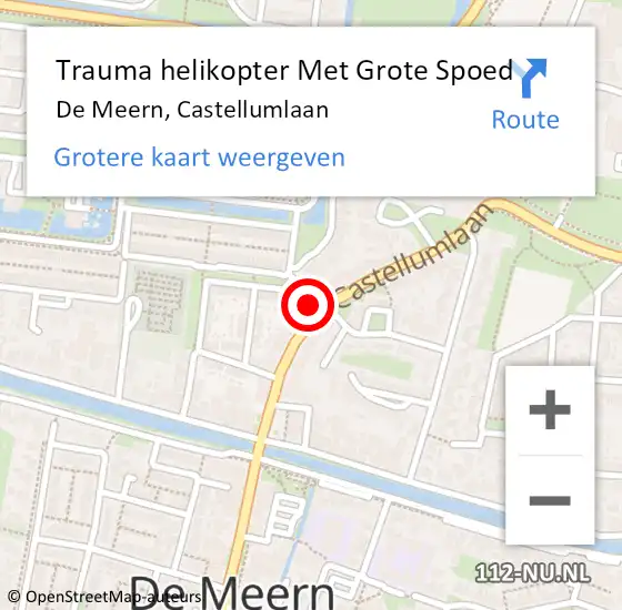 Locatie op kaart van de 112 melding: Trauma helikopter Met Grote Spoed Naar De Meern, Castellumlaan op 27 april 2023 11:27