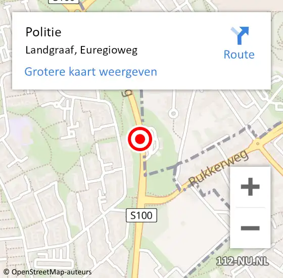 Locatie op kaart van de 112 melding: Politie Landgraaf, Euregioweg op 27 april 2023 12:14