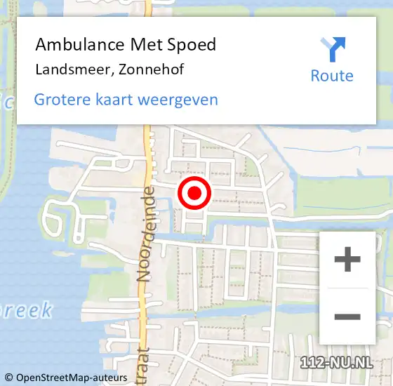 Locatie op kaart van de 112 melding: Ambulance Met Spoed Naar Landsmeer, Zonnehof op 27 april 2023 13:08