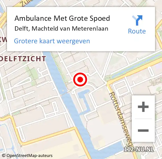 Locatie op kaart van de 112 melding: Ambulance Met Grote Spoed Naar Delft, Machteld van Meterenlaan op 27 april 2023 13:48