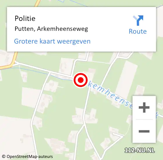 Locatie op kaart van de 112 melding: Politie Putten, Arkemheenseweg op 27 april 2023 13:52