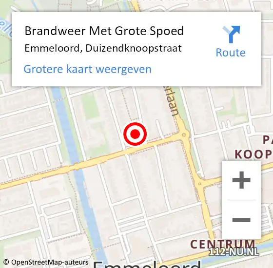 Locatie op kaart van de 112 melding: Brandweer Met Grote Spoed Naar Emmeloord, Duizendknoopstraat op 27 april 2023 13:53