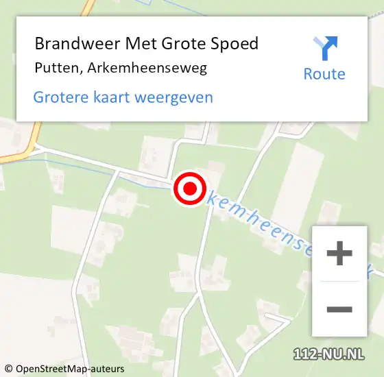 Locatie op kaart van de 112 melding: Brandweer Met Grote Spoed Naar Putten, Arkemheenseweg op 27 april 2023 13:54