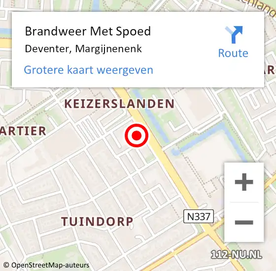 Locatie op kaart van de 112 melding: Brandweer Met Spoed Naar Deventer, Margijnenenk op 27 april 2023 13:57