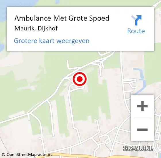 Locatie op kaart van de 112 melding: Ambulance Met Grote Spoed Naar Maurik, Dijkhof op 23 augustus 2014 15:38