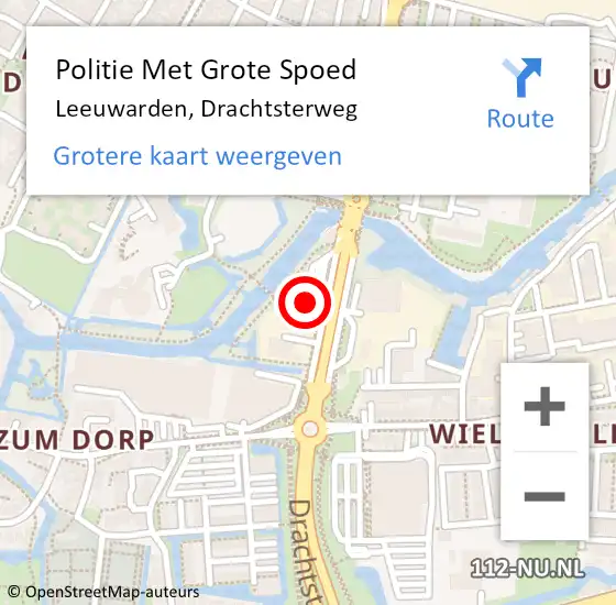 Locatie op kaart van de 112 melding: Politie Met Grote Spoed Naar Leeuwarden, Drachtsterweg op 27 april 2023 14:23