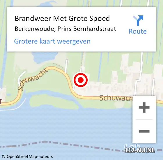Locatie op kaart van de 112 melding: Brandweer Met Grote Spoed Naar Berkenwoude, Prins Bernhardstraat op 27 april 2023 14:37