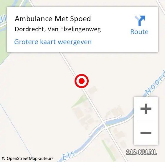 Locatie op kaart van de 112 melding: Ambulance Met Spoed Naar Dordrecht, Van Elzelingenweg op 27 april 2023 14:45