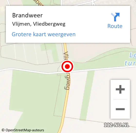 Locatie op kaart van de 112 melding: Brandweer Vlijmen, Vliedbergweg op 23 augustus 2014 15:43