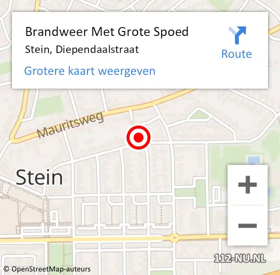 Locatie op kaart van de 112 melding: Brandweer Met Grote Spoed Naar Stein, Diependaalstraat op 27 april 2023 15:27