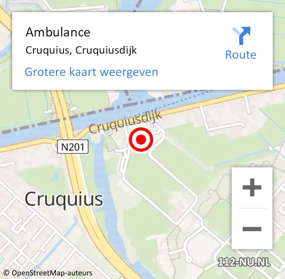 Locatie op kaart van de 112 melding: Ambulance Cruquius, Cruquiusdijk op 27 april 2023 15:29
