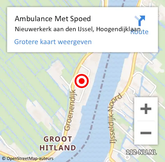 Locatie op kaart van de 112 melding: Ambulance Met Spoed Naar Nieuwerkerk aan den IJssel, Hoogendijklaan op 27 april 2023 15:29