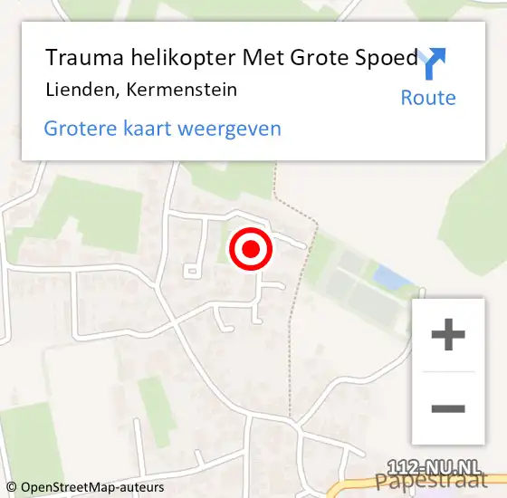 Locatie op kaart van de 112 melding: Trauma helikopter Met Grote Spoed Naar Lienden, Kermenstein op 27 april 2023 15:31