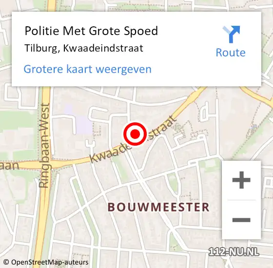 Locatie op kaart van de 112 melding: Politie Met Grote Spoed Naar Tilburg, Kwaadeindstraat op 27 april 2023 15:31