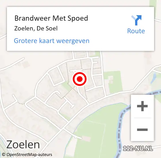 Locatie op kaart van de 112 melding: Brandweer Met Spoed Naar Zoelen, De Soel op 27 april 2023 15:48