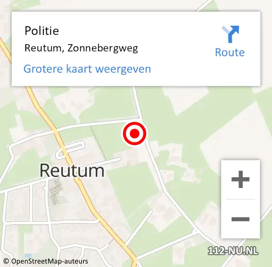 Locatie op kaart van de 112 melding: Politie Reutum, Zonnebergweg op 27 april 2023 15:50