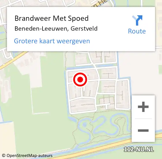 Locatie op kaart van de 112 melding: Brandweer Met Spoed Naar Beneden-Leeuwen, Gerstveld op 27 april 2023 15:52