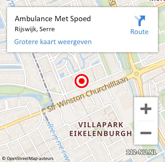 Locatie op kaart van de 112 melding: Ambulance Met Spoed Naar Rijswijk, Serre op 27 april 2023 15:53