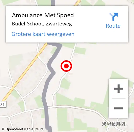 Locatie op kaart van de 112 melding: Ambulance Met Spoed Naar Budel-Schoot, Zwarteweg op 23 augustus 2014 15:51