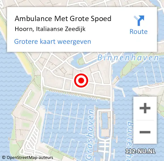 Locatie op kaart van de 112 melding: Ambulance Met Grote Spoed Naar Hoorn, Italiaanse Zeedijk op 27 april 2023 16:23