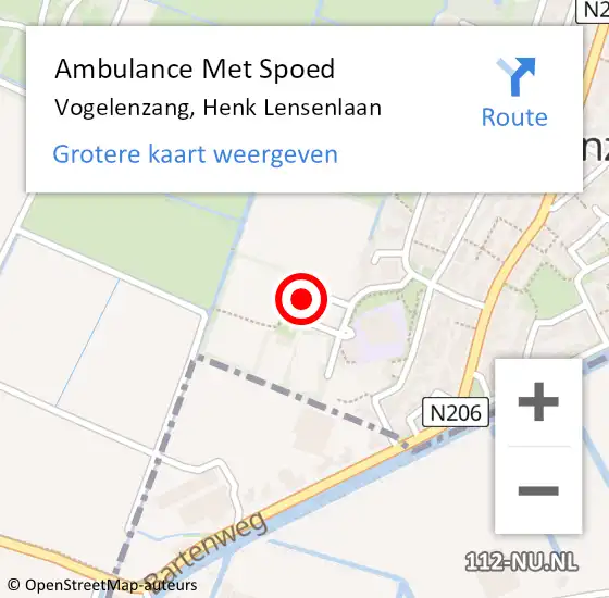 Locatie op kaart van de 112 melding: Ambulance Met Spoed Naar Vogelenzang, Henk Lensenlaan op 27 april 2023 16:23