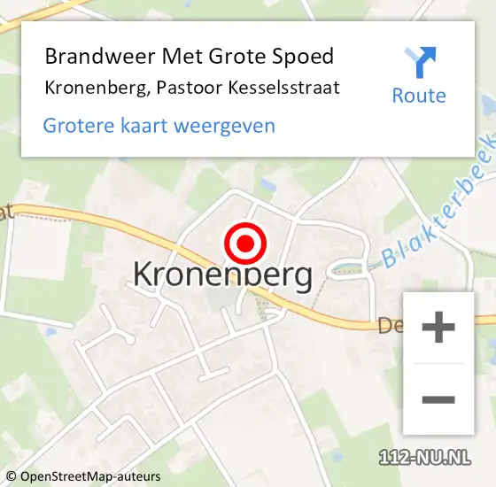 Locatie op kaart van de 112 melding: Brandweer Met Grote Spoed Naar Kronenberg, Pastoor Kesselsstraat op 27 april 2023 16:27