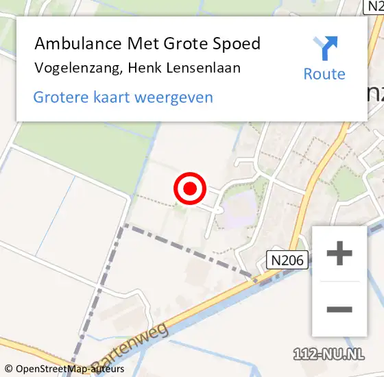 Locatie op kaart van de 112 melding: Ambulance Met Grote Spoed Naar Vogelenzang, Henk Lensenlaan op 27 april 2023 16:45