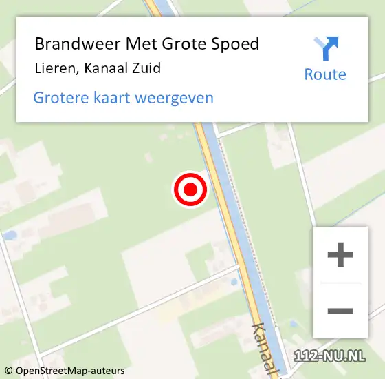 Locatie op kaart van de 112 melding: Brandweer Met Grote Spoed Naar Lieren, Kanaal Zuid op 27 april 2023 16:49