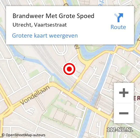 Locatie op kaart van de 112 melding: Brandweer Met Grote Spoed Naar Utrecht, Vaartsestraat op 27 april 2023 17:01