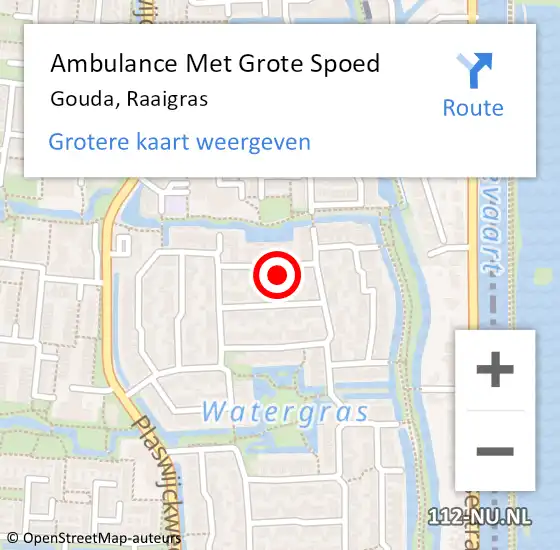 Locatie op kaart van de 112 melding: Ambulance Met Grote Spoed Naar Gouda, Raaigras op 27 april 2023 17:25