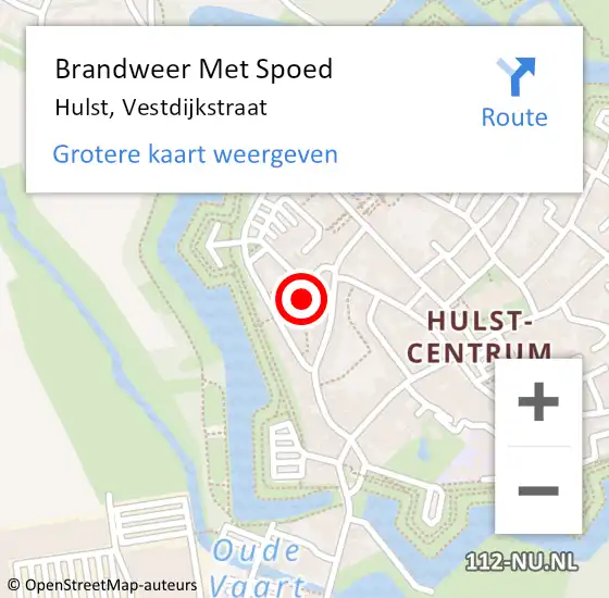 Locatie op kaart van de 112 melding: Brandweer Met Spoed Naar Hulst, Vestdijkstraat op 27 april 2023 17:50