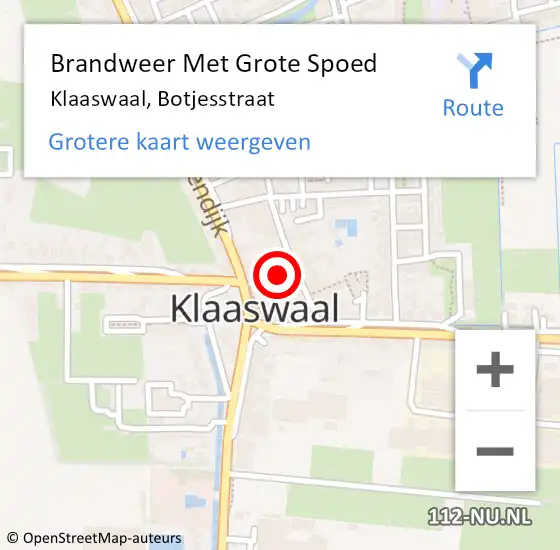 Locatie op kaart van de 112 melding: Brandweer Met Grote Spoed Naar Klaaswaal, Botjesstraat op 27 april 2023 17:58