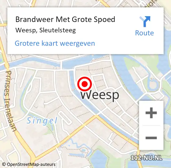 Locatie op kaart van de 112 melding: Brandweer Met Grote Spoed Naar Weesp, Sleutelsteeg op 27 april 2023 18:01