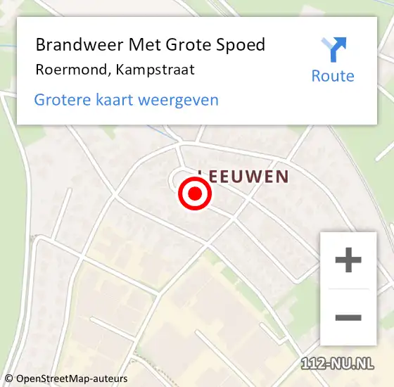 Locatie op kaart van de 112 melding: Brandweer Met Grote Spoed Naar Roermond, Kampstraat op 27 april 2023 18:06