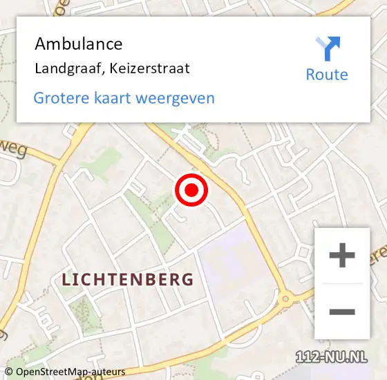 Locatie op kaart van de 112 melding: Ambulance Landgraaf, Keizerstraat op 23 augustus 2014 16:02