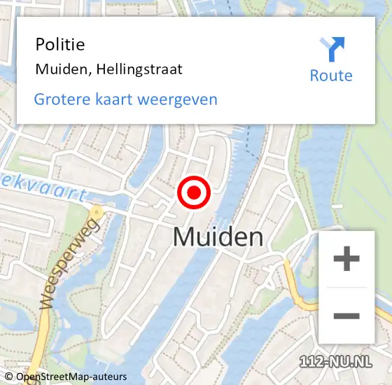 Locatie op kaart van de 112 melding: Politie Muiden, Hellingstraat op 27 april 2023 18:10