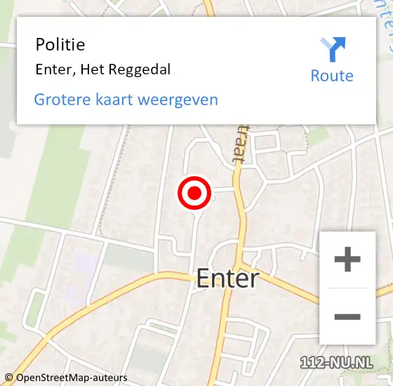 Locatie op kaart van de 112 melding: Politie Enter, Het Reggedal op 27 april 2023 18:26