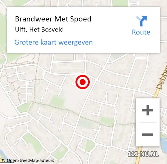 Locatie op kaart van de 112 melding: Brandweer Met Spoed Naar Ulft, Het Bosveld op 27 april 2023 18:45