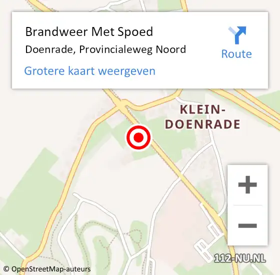 Locatie op kaart van de 112 melding: Brandweer Met Spoed Naar Doenrade, Provincialeweg Noord op 27 april 2023 18:58