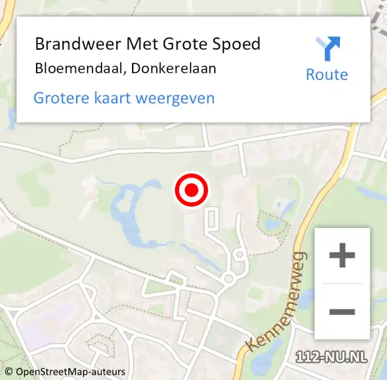 Locatie op kaart van de 112 melding: Brandweer Met Grote Spoed Naar Bloemendaal, Donkerelaan op 27 april 2023 19:00