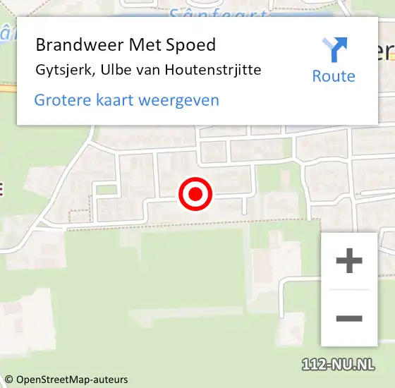 Locatie op kaart van de 112 melding: Brandweer Met Spoed Naar Gytsjerk, Ulbe van Houtenstrjitte op 27 april 2023 19:16