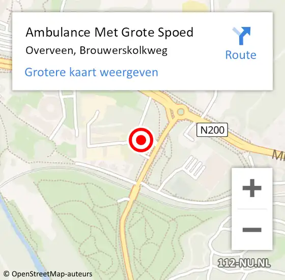 Locatie op kaart van de 112 melding: Ambulance Met Grote Spoed Naar Overveen, Brouwerskolkweg op 27 april 2023 19:16